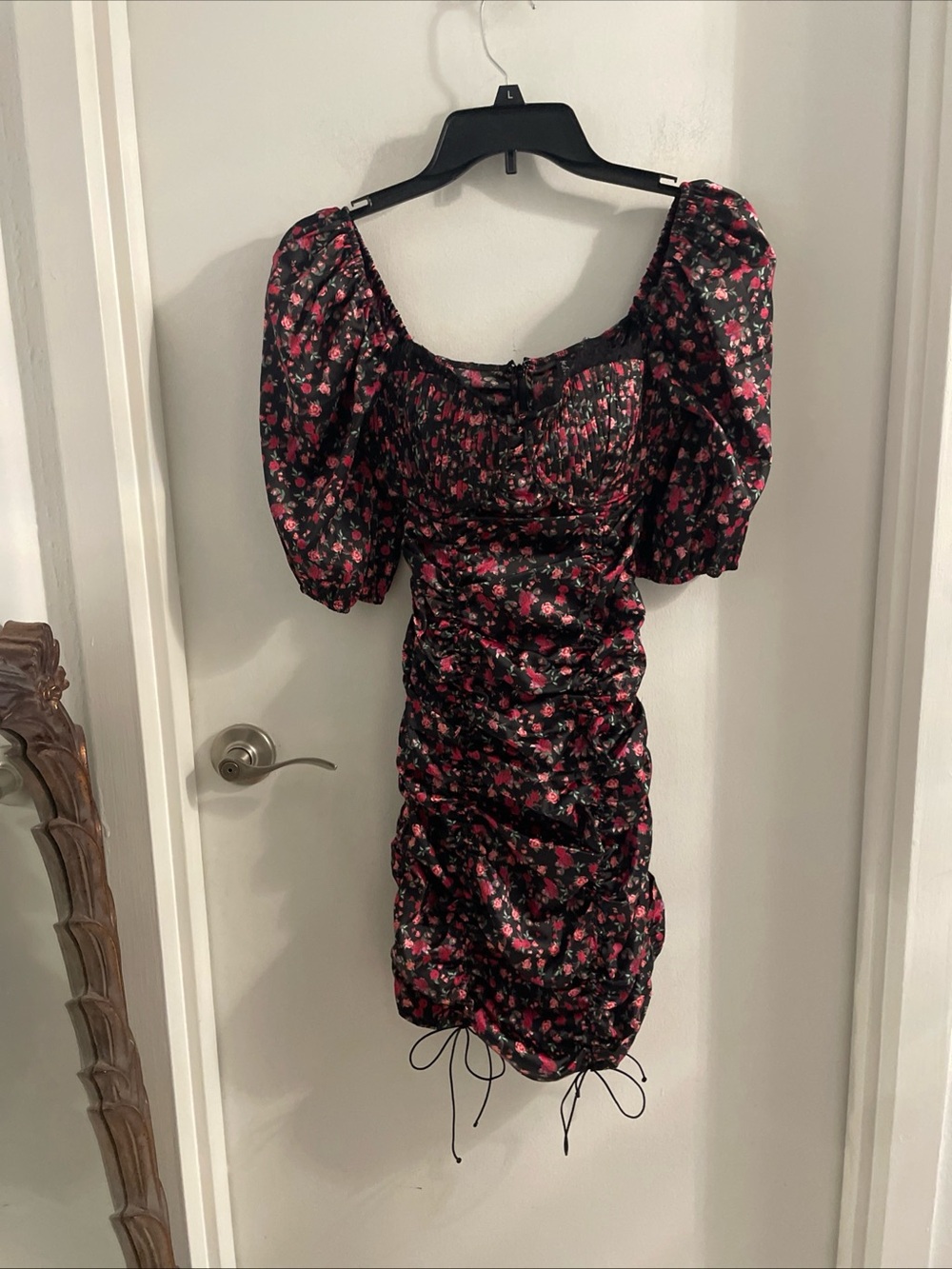 For Love & Lemons small Melrose Floral Ruched Bustier back zip Dress